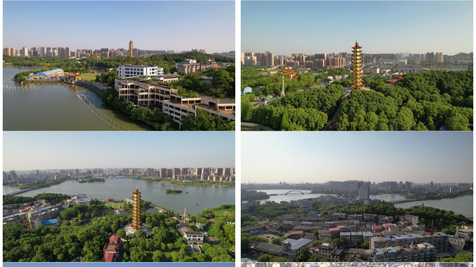 湖北省鄂州市城市风光航拍地标建筑航拍合集