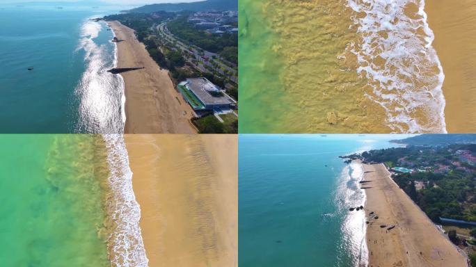 东海大海海边海水海浪沙滩海滩航拍风景唯美