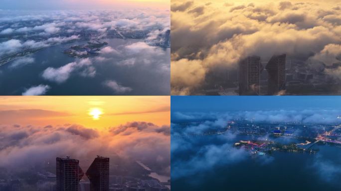 临港滴水湖日落平流