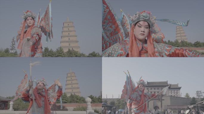 秦腔在大雁塔展示
