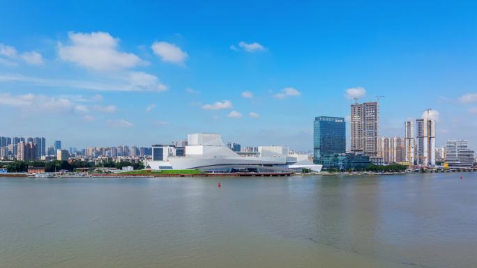 【4K】航拍广州白鹅潭大湾区艺术中心延时