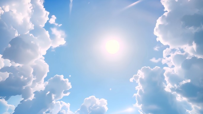 超级运镜穿越机视角夏日阳光蓝天白云