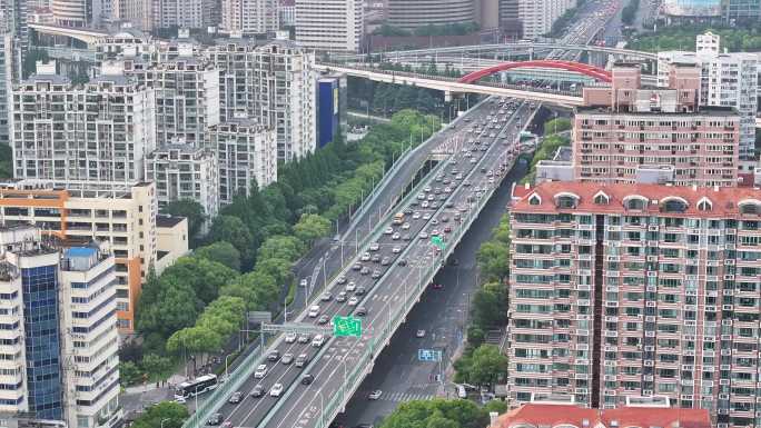 4K-Log-航拍沪闵高架路、徐汇区全景