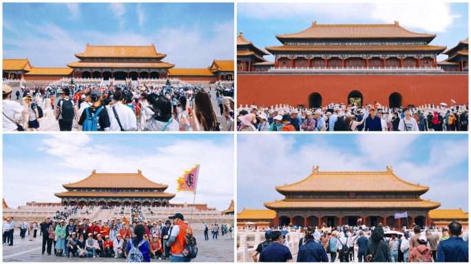 北京故宫参观的游客 旅行团