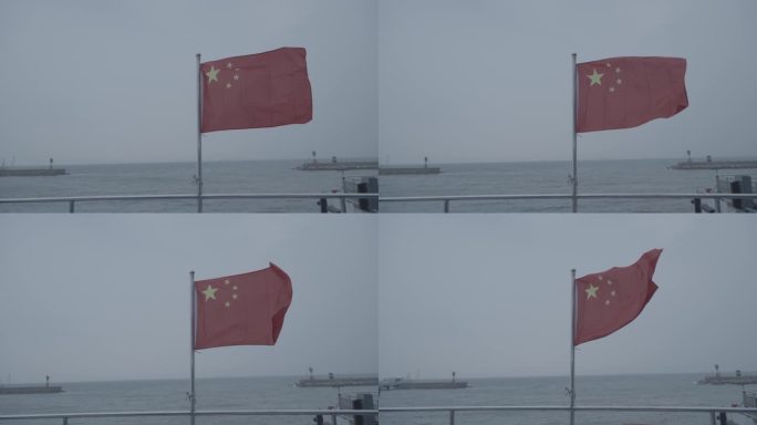 海面上飘扬的红旗