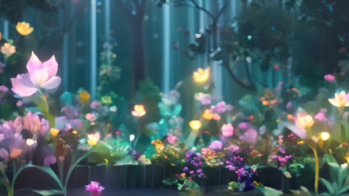 夜晚花朵 宽屏花 发光花 花