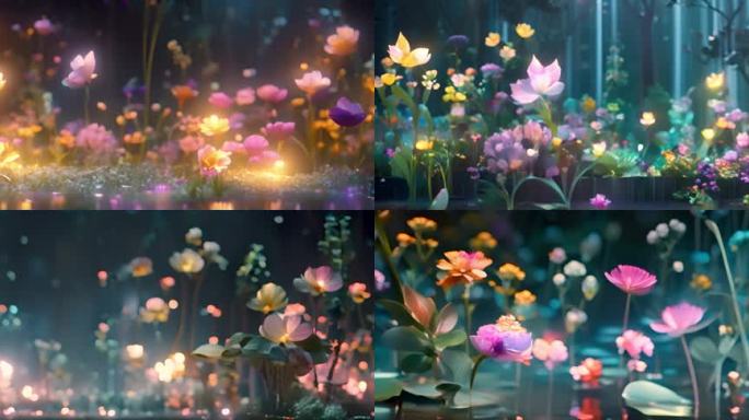夜晚花朵 宽屏花 发光花 花