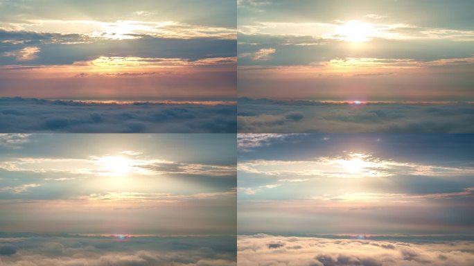 【商用4k】航拍云海光影扫光日出丁达尔3