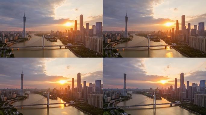 【4K】航拍广州塔珠江新城猎德大桥延时