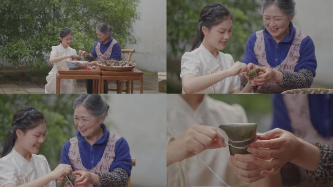 4K端午 包粽子 升格 视频素材