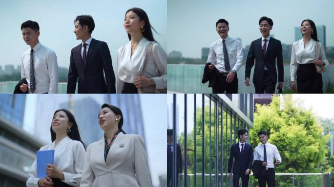 商务交谈 商务交流 商务精英白领走路沟通