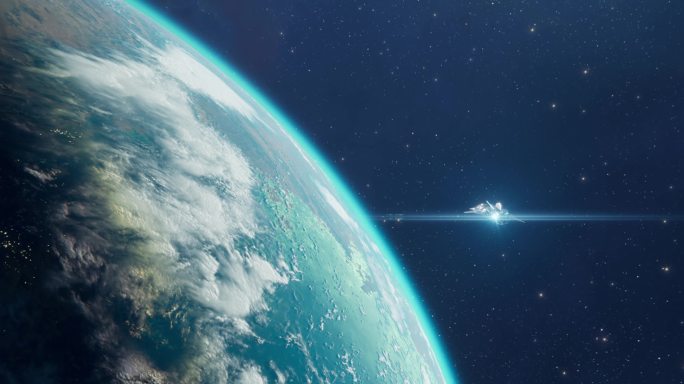 宇宙 太空 地球 飞船 冲出画面 三维