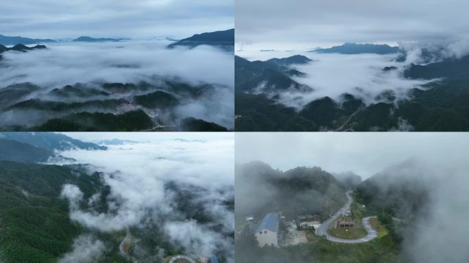 航拍六安霍山大别山白马尖，大别山云海