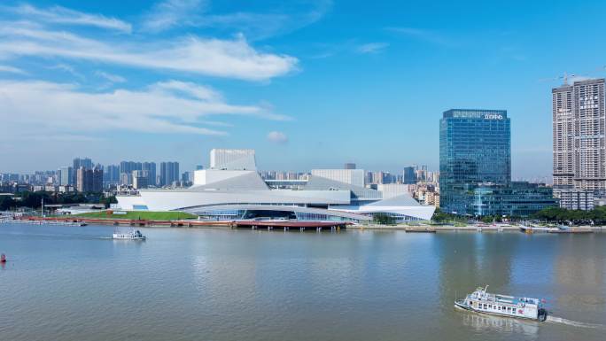 【4K】航拍广州白鹅潭大湾区艺术中心延时