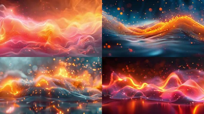 宽屏粒子海浪流体发光视觉创意动画背景