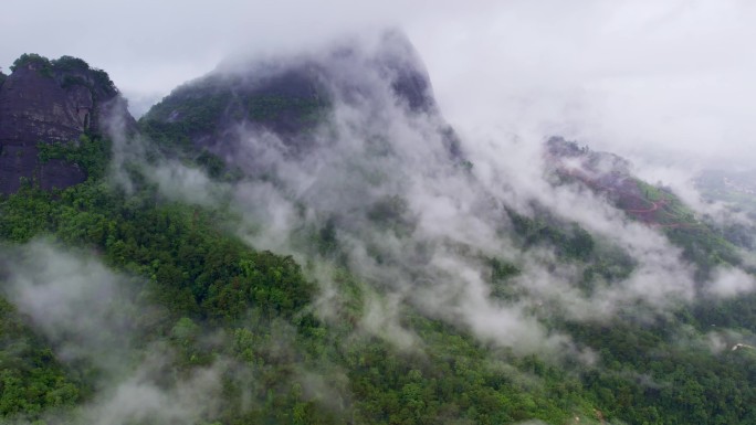 航拍云雾缭绕绿色森林绿肺山川山峰