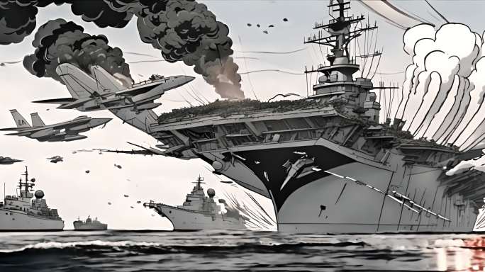 卡通动漫动画燃烧的战舰战争