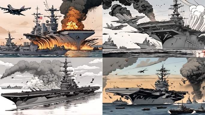 卡通动漫动画燃烧的战舰战争