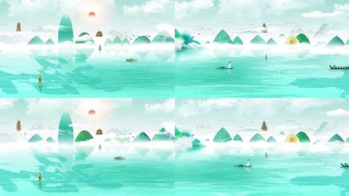 【8K】唯美水墨端午意境投屏