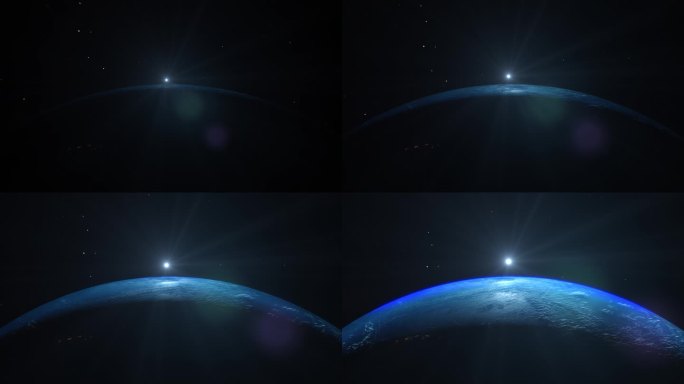 宽屏超宽屏太空俯瞰地球日出太阳黎明曙光