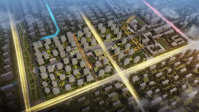 城市小区规划路网区位光线AE模版