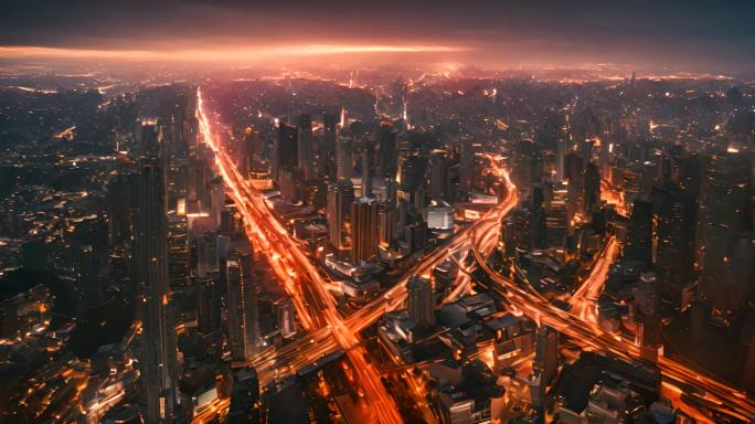 日落3D未来城市