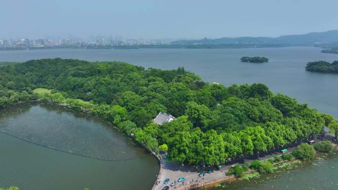 4k航拍杭州西湖孤山 西泠印社