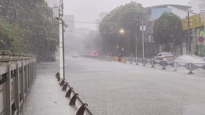 台风水袭击城市暴雨过后水浸农田洪水水浸