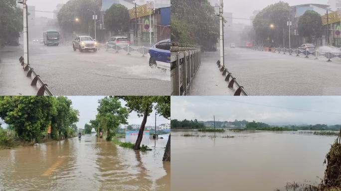 台风水袭击城市暴雨过后水浸农田洪水水浸