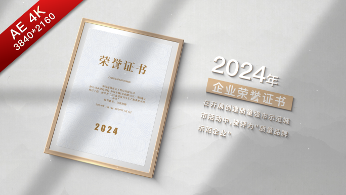 【原创】企业荣誉证书AE包装24款