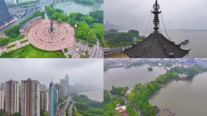 安徽芜湖航拍城市地标风景风光素材