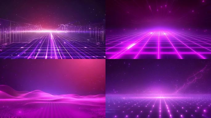 紫色渐变网格线数字科技背景矢量图