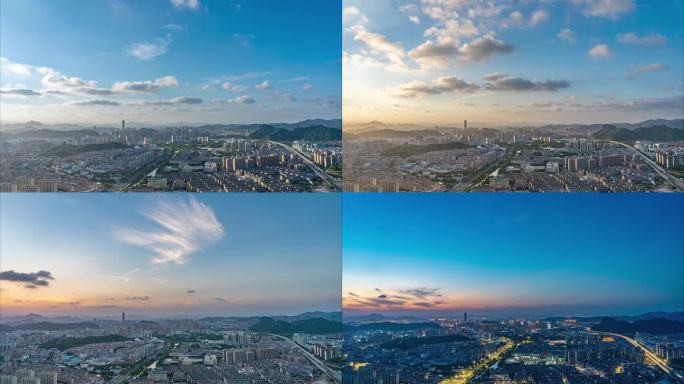 温岭藤岭隧道山顶温岭市区日转夜云朵延时