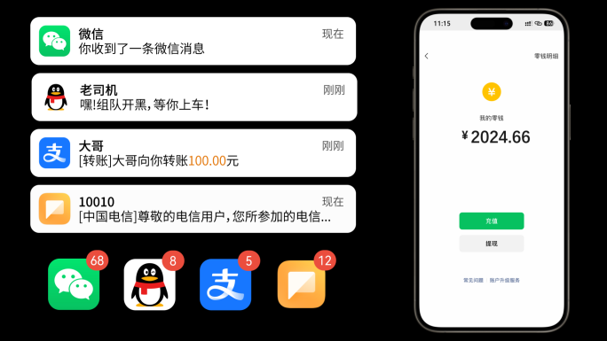 手机信息通知提示（AE模板）