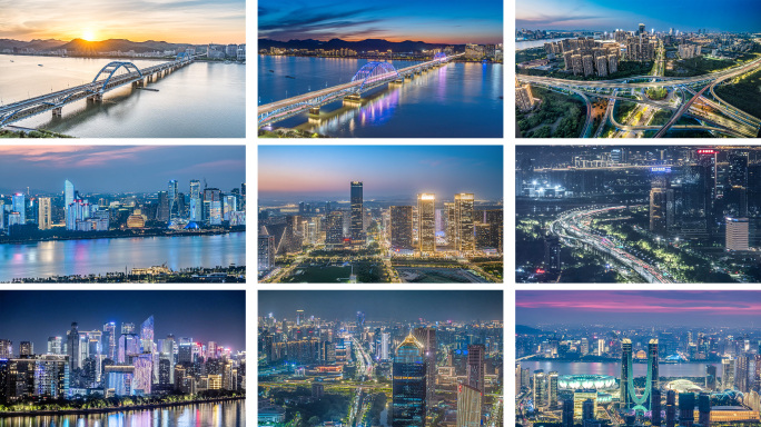 杭州日转夜和夜景延时