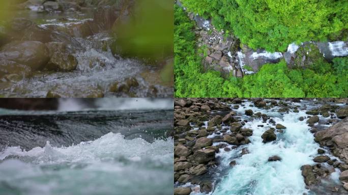 滴水汇聚成溪流山间小溪山川河流大自然森林