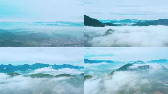 春天春雨后的山雾自然风景航拍合集