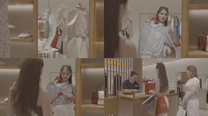 外国美女逛商场