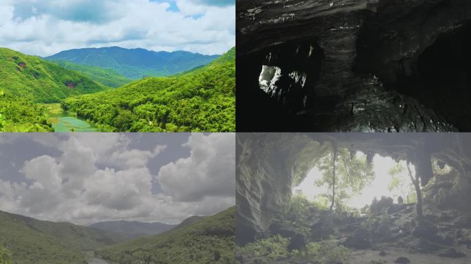 4K高清拍摄青绿山水溶洞探险视频素材
