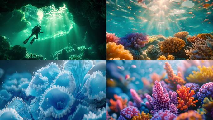 潜水探索海下世界珊瑚礁《合集》