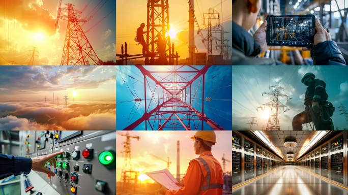 夏日用电高峰 电力工人 电力施工 发电站