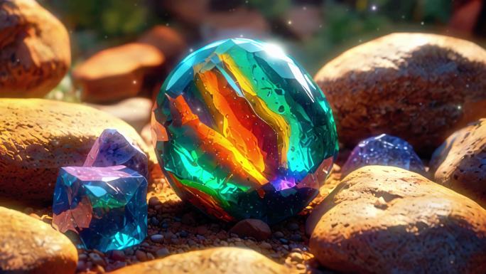 4K唯美梦幻石头矿石水晶宝石高级粒子动画