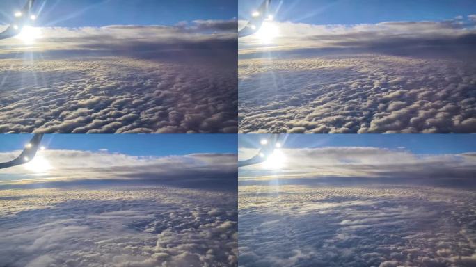 飞机窗外飞行机翼风景飞行途中飞行平流层