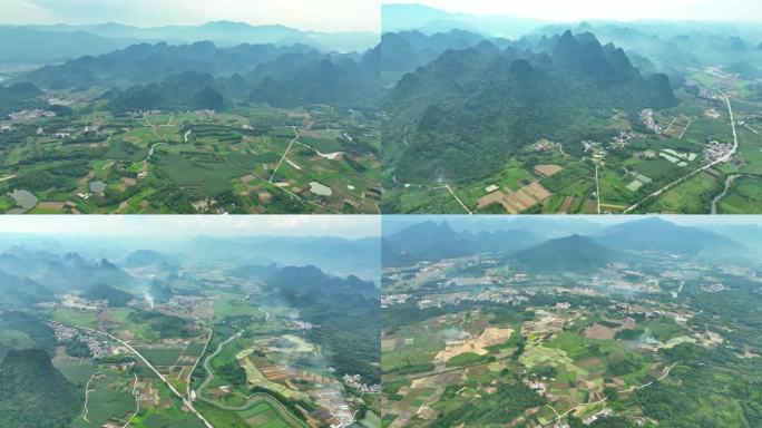 4K航拍广东南岭山脉乳源高山盆地玉米地