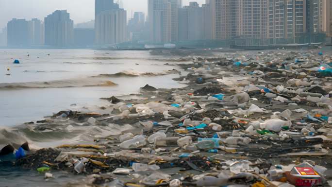 【4k素材】环境污染海边垃圾