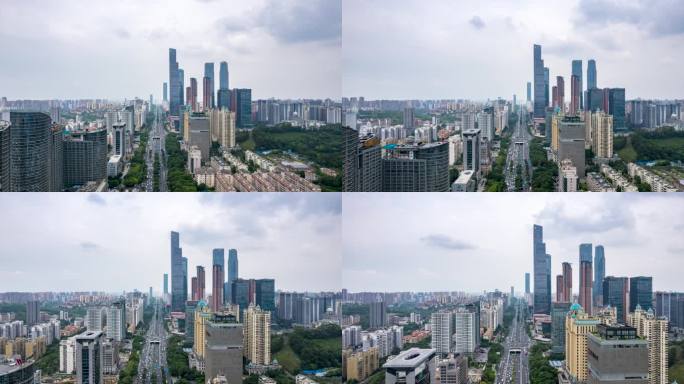 广西南宁城市天际线摩天大楼航拍延时4K