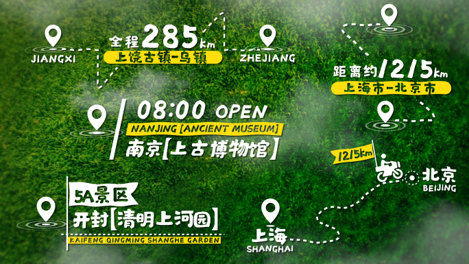 卡通风位置坐标定位路线