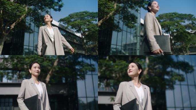 精英女人美好未来展望抬头看天空