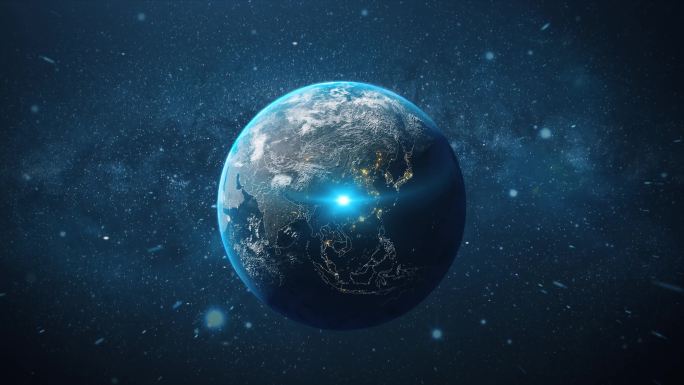 原创4K三维科技地球拉近