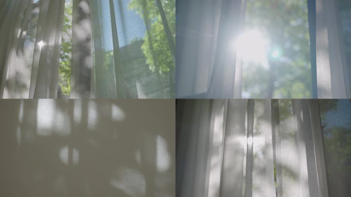 飘逸窗帘下午光影